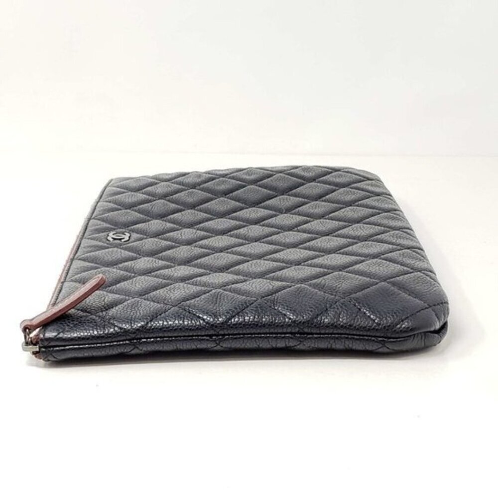 Authentic CHANEL CC Caviar Learher Quilted Cosmetic /Classic Clutch Bag - Picture 5 of 13